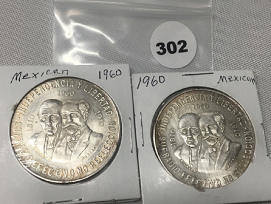 Lot of 2 1960 Diez Peso's