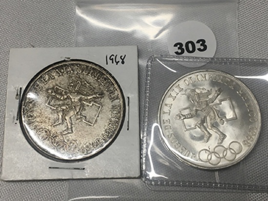 Lot of 2 1968 25 Peso "Olympic"