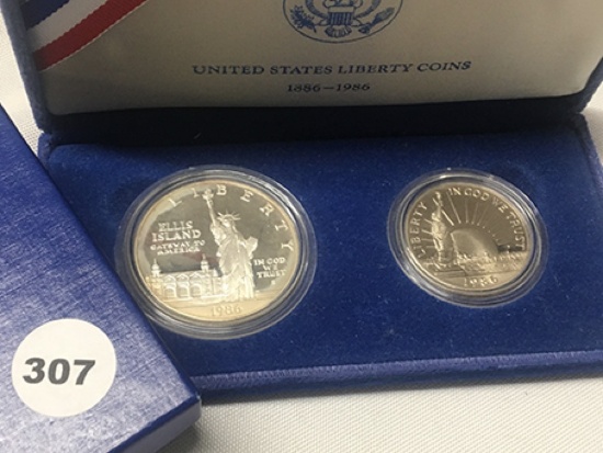 US 1986 2 pc Liberty Coin Set