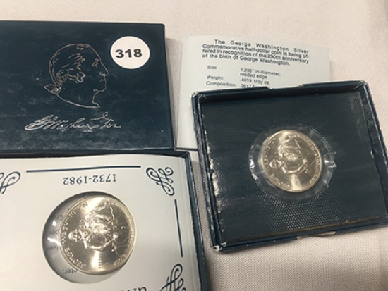 Lot of 2 UNC Washington Silver Comm. Half Dollar's