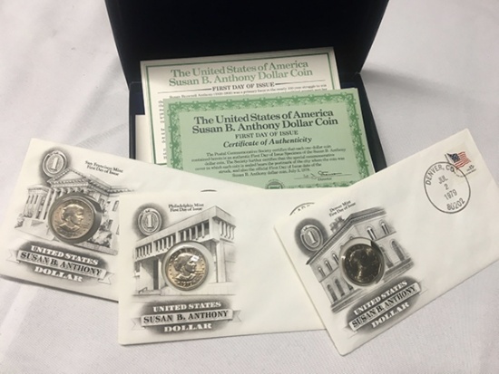 First Day Issue (3) Susan B Dollar/Stamp