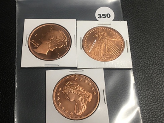 (3) 1 oz Copper Coins