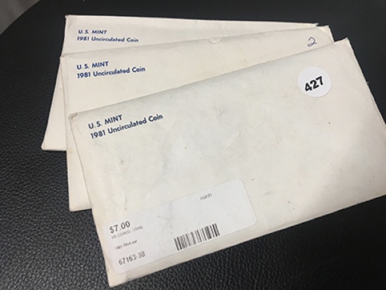 (3) 1981 Mint Sets