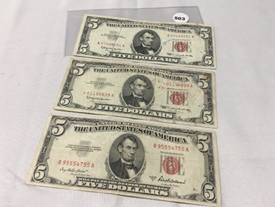 1953 & (2) 1963 $5 Noles (1 Star Note)