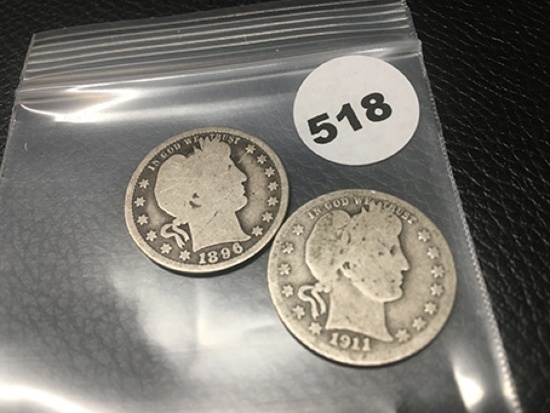 1896 & 1911-D Barber Quarters