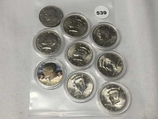 1969 Painted Half Dollar & (8) (Not Silver) Half Dollars