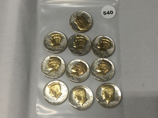 (10) Kennedy Half Dollars (No Silver) Laqured