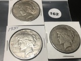 3X 1935 Peace Dollars