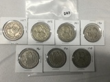 Lot of 7 1957, 58, 59, 60, 61, 62, 63 Mexican UN Peso's