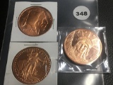 (3) 1 oz Copper Coins