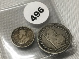1876 1 FR & 1921 3 pence