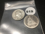 1876 Sealed Quarter, 1953 Silver Quarter