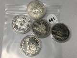 (4) $5 Dollar & (1) $10 Republic of Liberia Coins