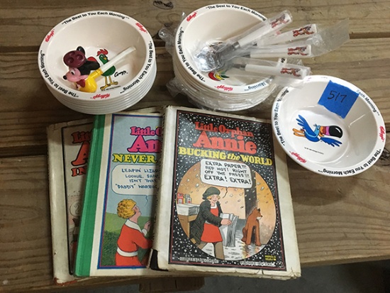 Vintage Kelloggs Bowls & Annie Books