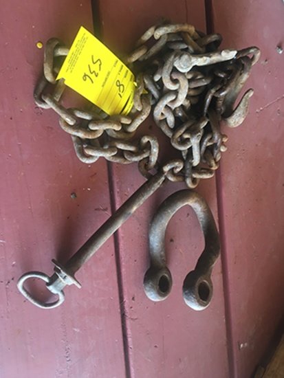 8 ft log chain, clevis, hitch pin