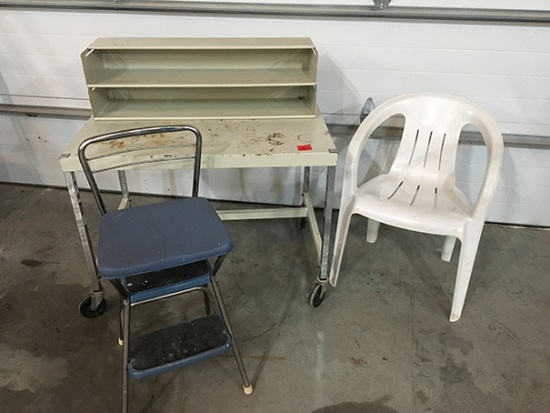 Roll around table, step stool & chair