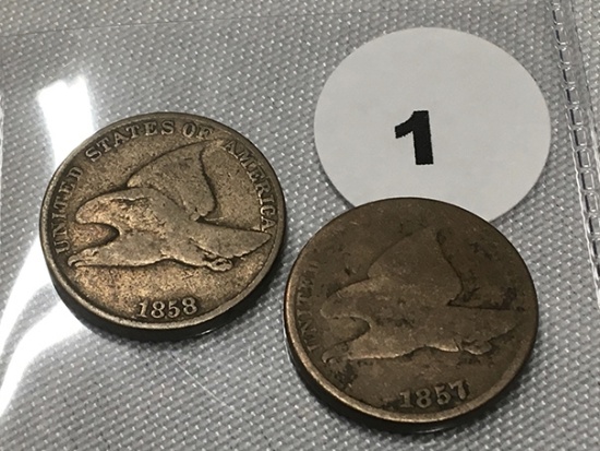 1857 & 1858 LL Flying Eagle Cents