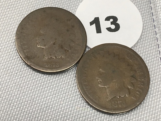1873, 1874 Indian Cents
