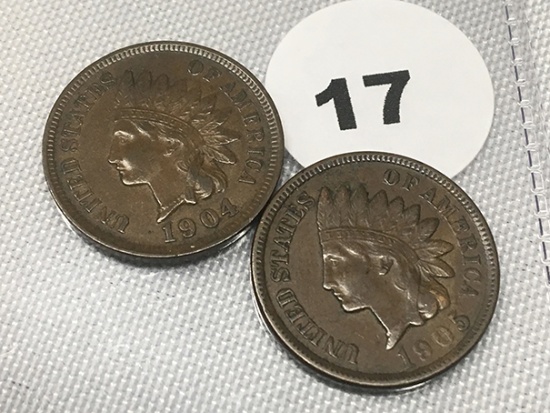 1904, 1905 Indian Cents