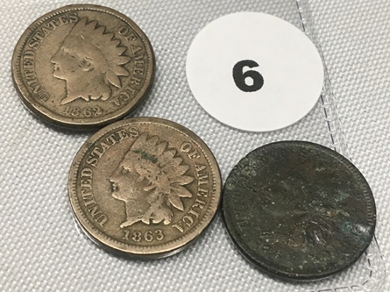 1862, 1863, 1864 Indian Cents