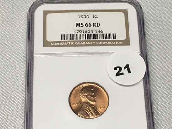 1944 Lincoln Cent NGC MS66 RD
