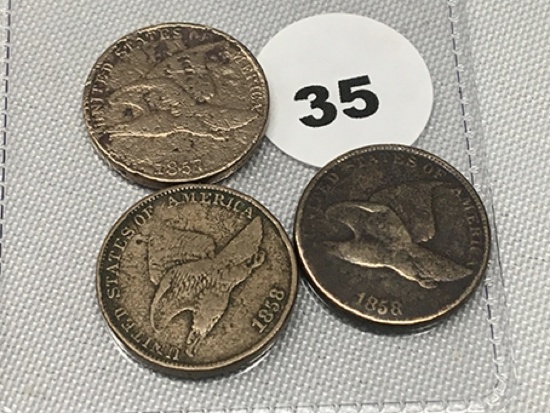 1857, 1858 Flying Eagle Cents