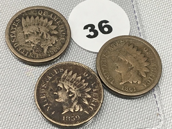 1859, 1860, 1861 Indian Cents