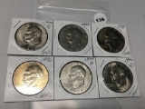 Lot of 6 Ike Dollars