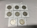 Lot of 8 1952-D, 53-D, 54-D, 57-D, 58-D, 59-D, 60-D, 61-D Franklin Half Dollars