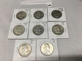 Lot of  8 1952-D, 53-D, 54-D, 57-D, 58-D, 59-D, 60-D, 61-D Franklin Half Dollars
