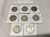 Lot of 8 1952-D, 53-D, 54-D, 57-D, 58-D, 59-D, 60-D, 61-D Franklin Half Dollars