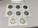 Lot of  8 1952-D, 53-D, 54-D, 57-D, 58-D, 59-D, 60-D, 61-D Franklin Half Dollars