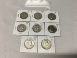 Lot of 8 1952-D, 53-D, 54-D, 57-D, 58-D, 60-D, 61-D, 62-D Franklin Half Dollars