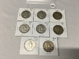 Lot of 8 1952-D, 53-D, 54-D, 58-D, 60-D, 61-D, 62-D, 63 Franklin Dollars