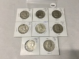 Lot of 8 1952-D, 53-D, 54-D, 61-D, 62-D, 63, (2) 63-D Franklin Dollars