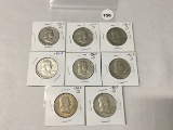 Lot of 8 1952-D, 54-D, 62-D, 63, (4) 63-D Franklin Dollars