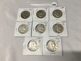 Lot of 8 1954-D, (2) 62-D, 63, (4) 63-D Franklin Dollars