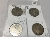 (4) 1917, 1917-S Walking Liberty Halves
