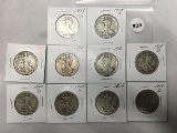 Lot of 10 Assorted Date Walking Liberty Halves