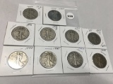 Lot of 10 Assorted Date Walking Liberty Halves