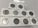 Lot of 10 Assorted Date Walking Liberty Halves