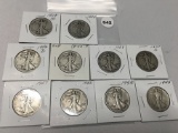 Lot of 10 Assorted Date Walking Liberty Halves
