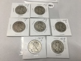 (7) 1918-S Walking Liberty Halves