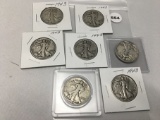 (7) 1943 Walking Liberty Halves