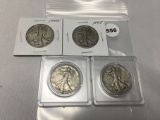 (4) 1945 Walking Liberty Halves