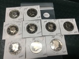 Lot of 9 1970's Proof Kennedy Half Dollars, All Different Dates