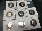 Lot of 8 1970's Proof Kennedy Half Dollars, All Different Dates