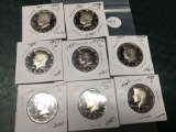 Lot of 8 1970's Proof Kennedy Half Dollars, All Different Dates