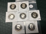 Lot of 7 1970's Proof Kennedy Half Dollars, All Different Dates