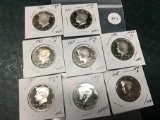 Lot of 8 1970's Proof Kennedy Half Dollars, All Different Dates